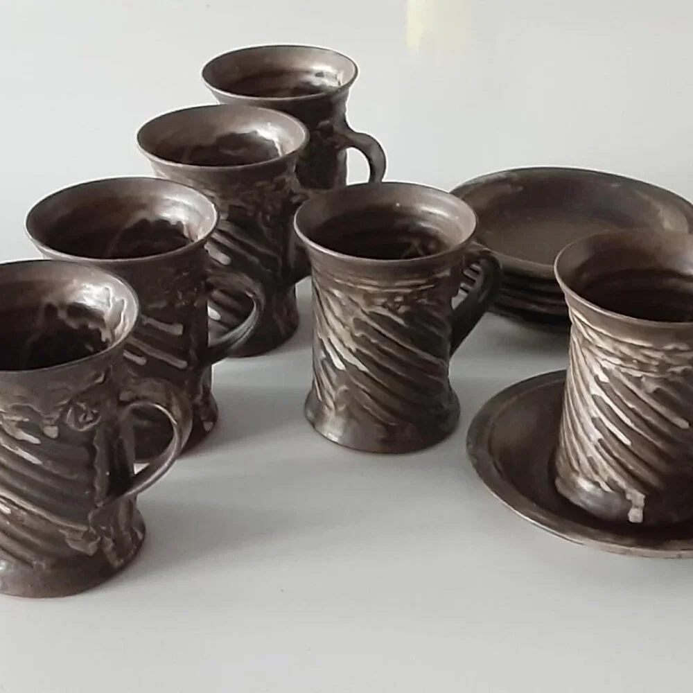 European Handcrafted Coffee Cups & Saucers set of (6)